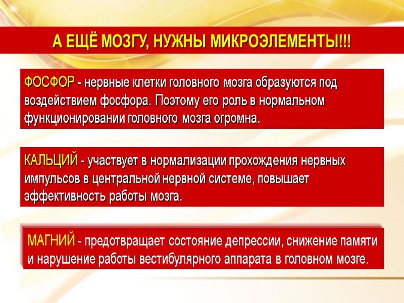 А ЕЩЁ МОЗГУ, НУЖНЫ МИКРОЭЛЕМЕНТЫ!!!         